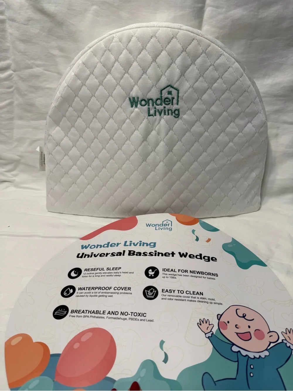 White Quilted Bassinet Wedge Cover